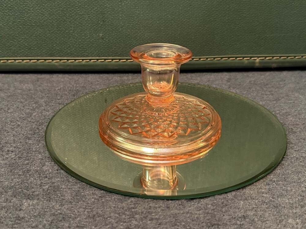 Vintage Imperial Glass Pink Depression Glass Candle Holder